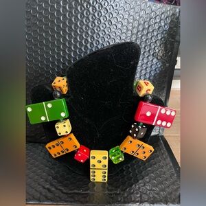 Vintage Bakelite Domino And Dice Necklace